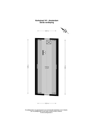 Plattegrond - Keizersgracht 584-586, 1017 EN Amsterdam - 234_232_Kerkstraat 141 - Amsterdam - Derde verdieping - 2D.jpeg